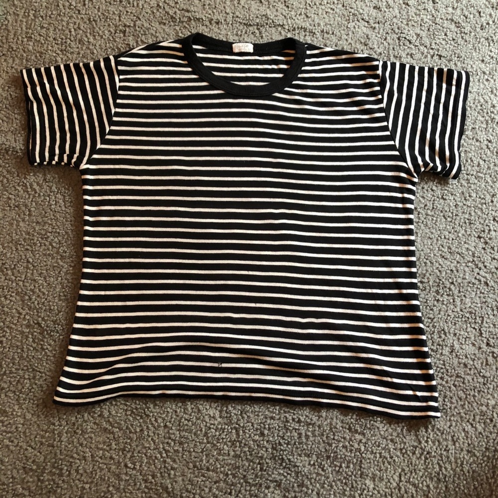 brandy melville black and white striped top
